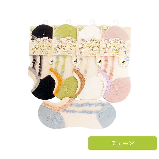 レディースシースルースニーカーソックス 3足セット 色おまかせ