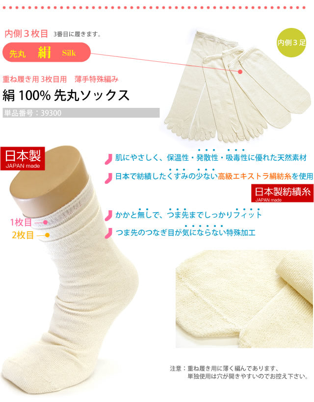 冷え取り靴下 4枚重ね履き靴下セット シルク100%&綿100%