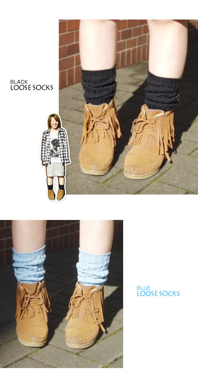 【日本製】カラー ルーズソックス 30cm丈