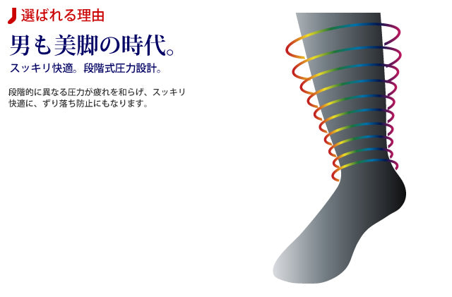 着圧ソックス メンズ ハイソックス ビジネスソックス 3足セット 表糸綿100% 綿100 着圧 抗菌防臭