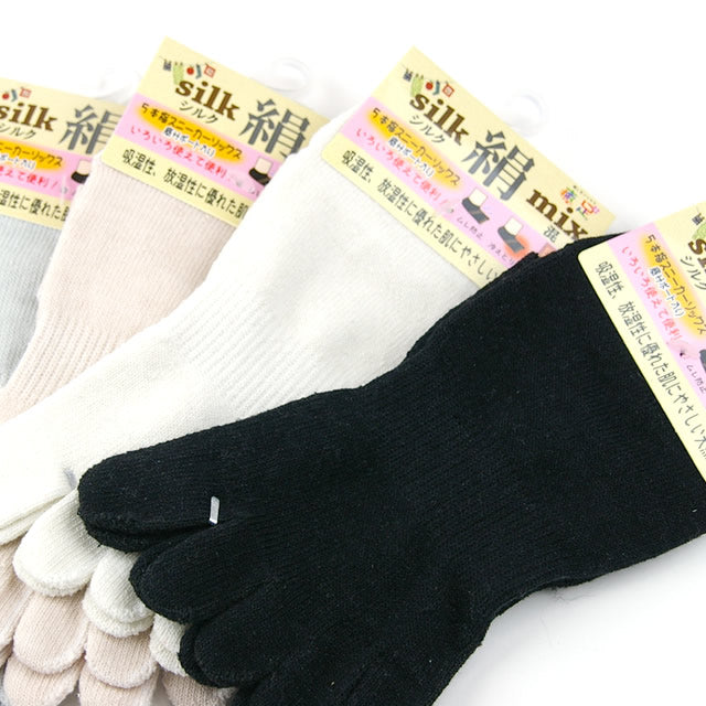 【レディス】５本指シルク混ソックス