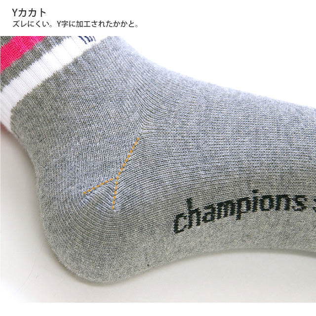 スニーカーソックス[ライン柄]-ショート丈